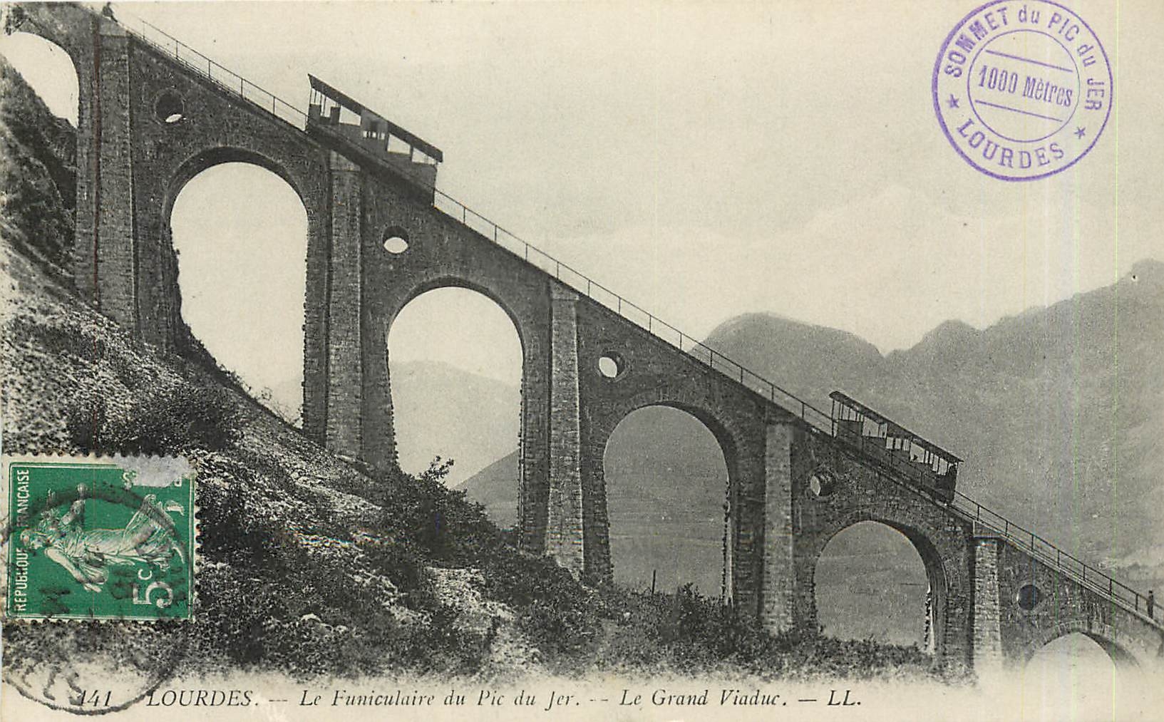 CPA Lourdes Le Funiculaire du Pic du Jer Le Grand Viaduc 