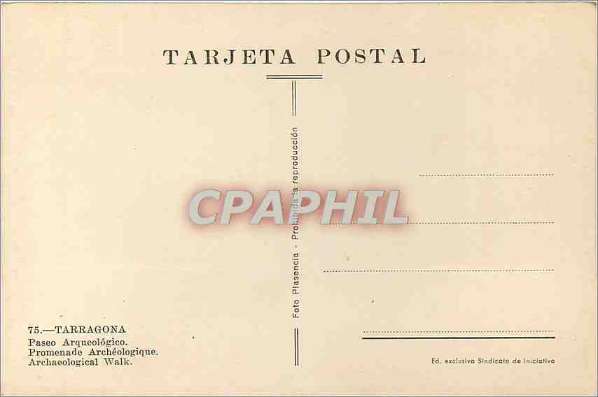 CPA Tarragona Promenade Archeologique  — Rückseite