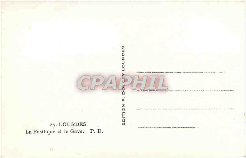 CPA Lourdes La Basilique et le Gave  — Verso