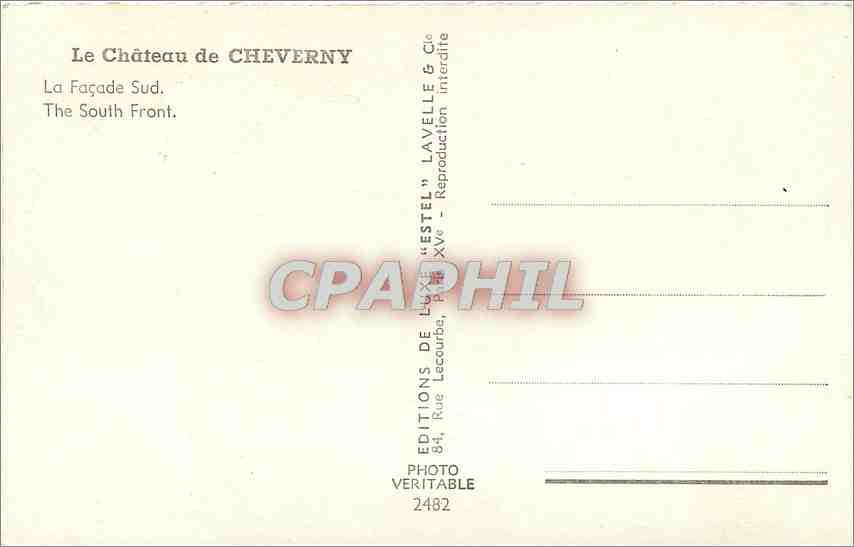 CPA Le Chateau de Cheverny La Facade Sud  — Rückseite
