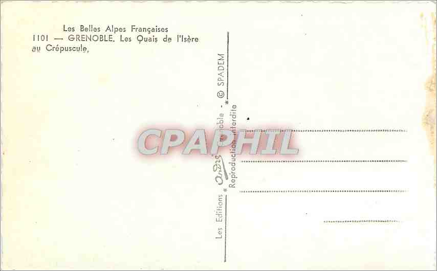 Grenoble — Les Quais de l'Isère au crépuscule — Éditions SPADEM — Rückseite