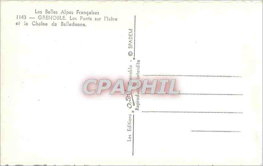 Grenoble — Les Ponts sur l'Isère et la Chaîne de Belledonne — Éditions SPADEM — Rückseite