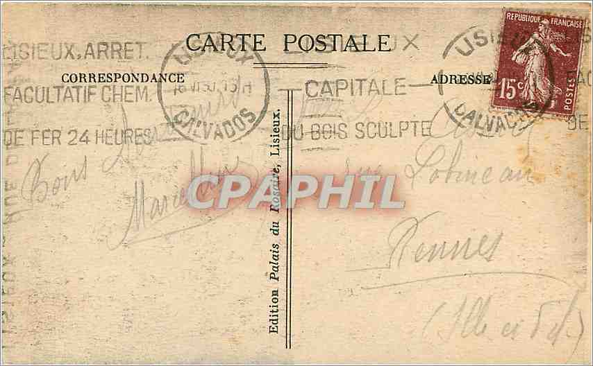 CPA Lisieux rue de la Paix  — Rückseite