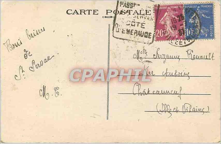 CPA Saint Servan sur Mer Bretagne Pension de Famille Les Corbieres  — Rückseite