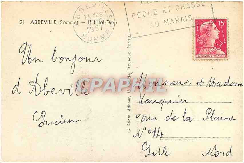 CPA Abbeville Somme L'Hotel Dieu  — Rückseite