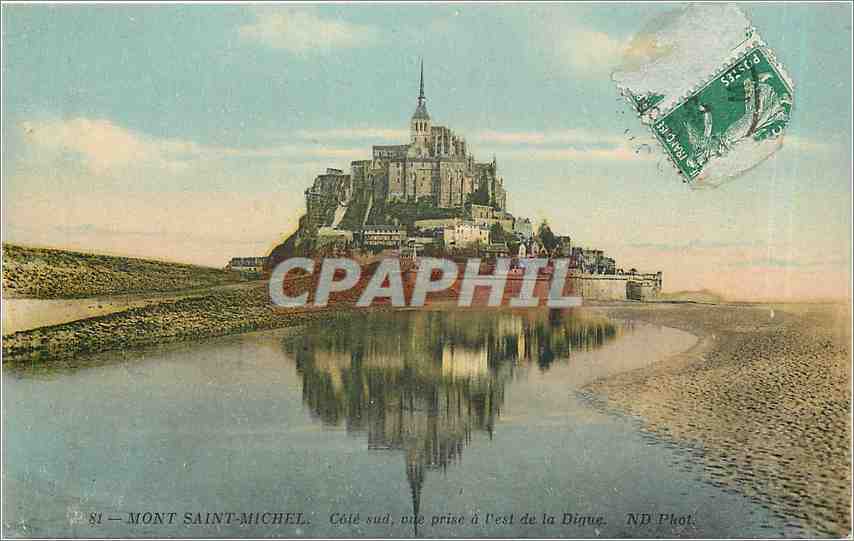 Mont Saint-Michel — Südseite, Aufnahme vom Osten der Digue — ND Phot.