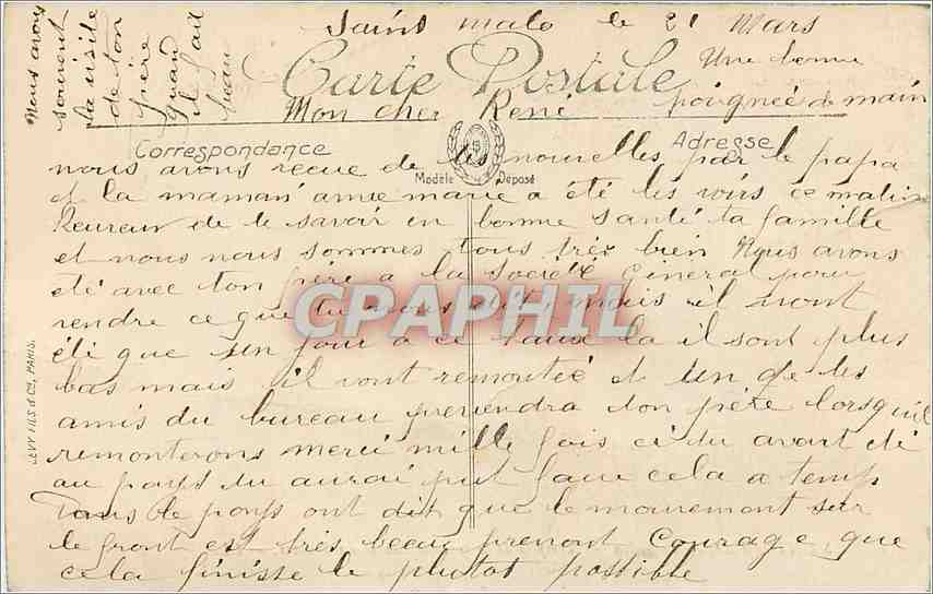 Saint-Malo — Le Sillon — Tempête de la Grande Marée du 5 mars — LL — Verso
