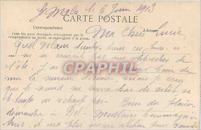 SAINT-MALO — The Walls of Bon-Secours — Emerald Coast — Publisher B.P.D. No. 1494 — Back