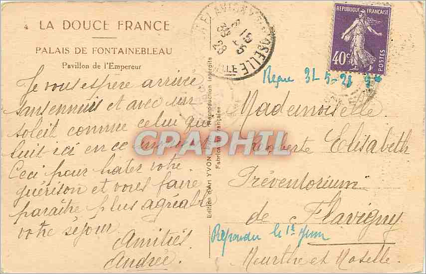 Palast von Fontainebleau — Pavillon des Kaisers — Edition Mari Yvon — Rückseite