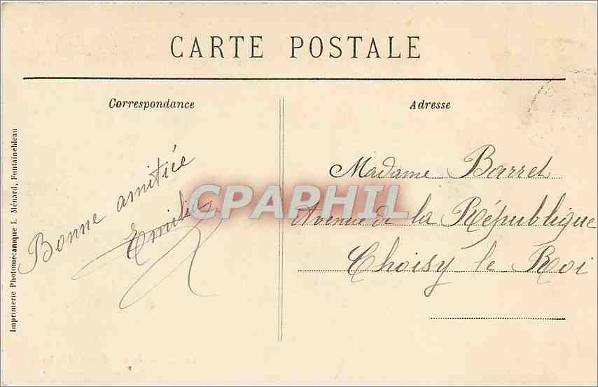 L'Éléphant (Apremont) — Forêt de Fontainebleau — Collection Artistique L. M. — Verso