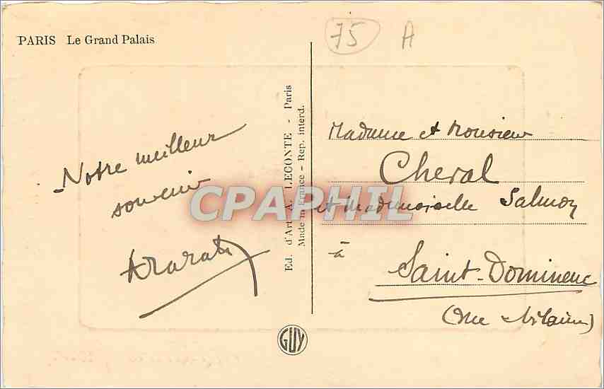 CPA Meilleurs Voeux Paris Le Grand Palais  — Rückseite