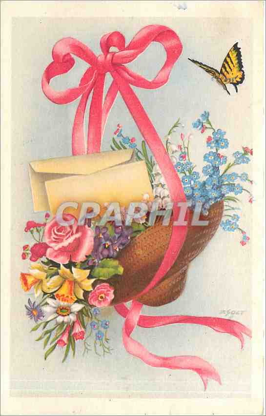 CPA Fleurs Papillon