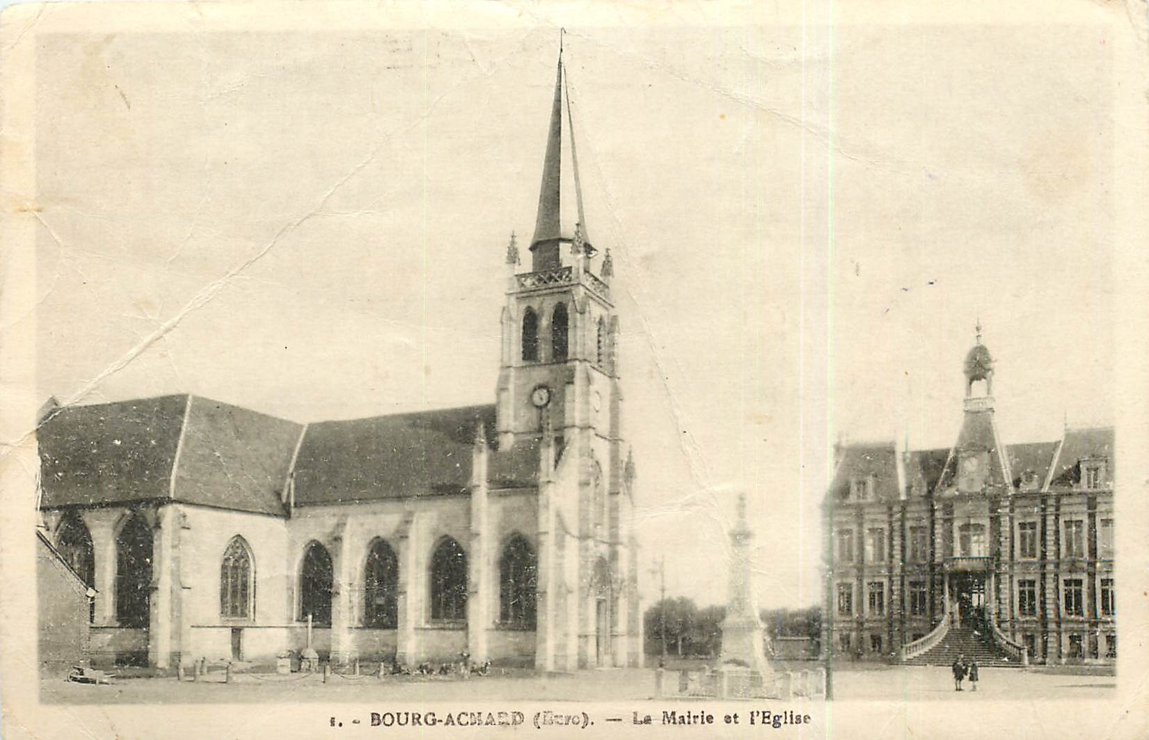CPA Bourg Acnard Le Mairie et l'Eglise 