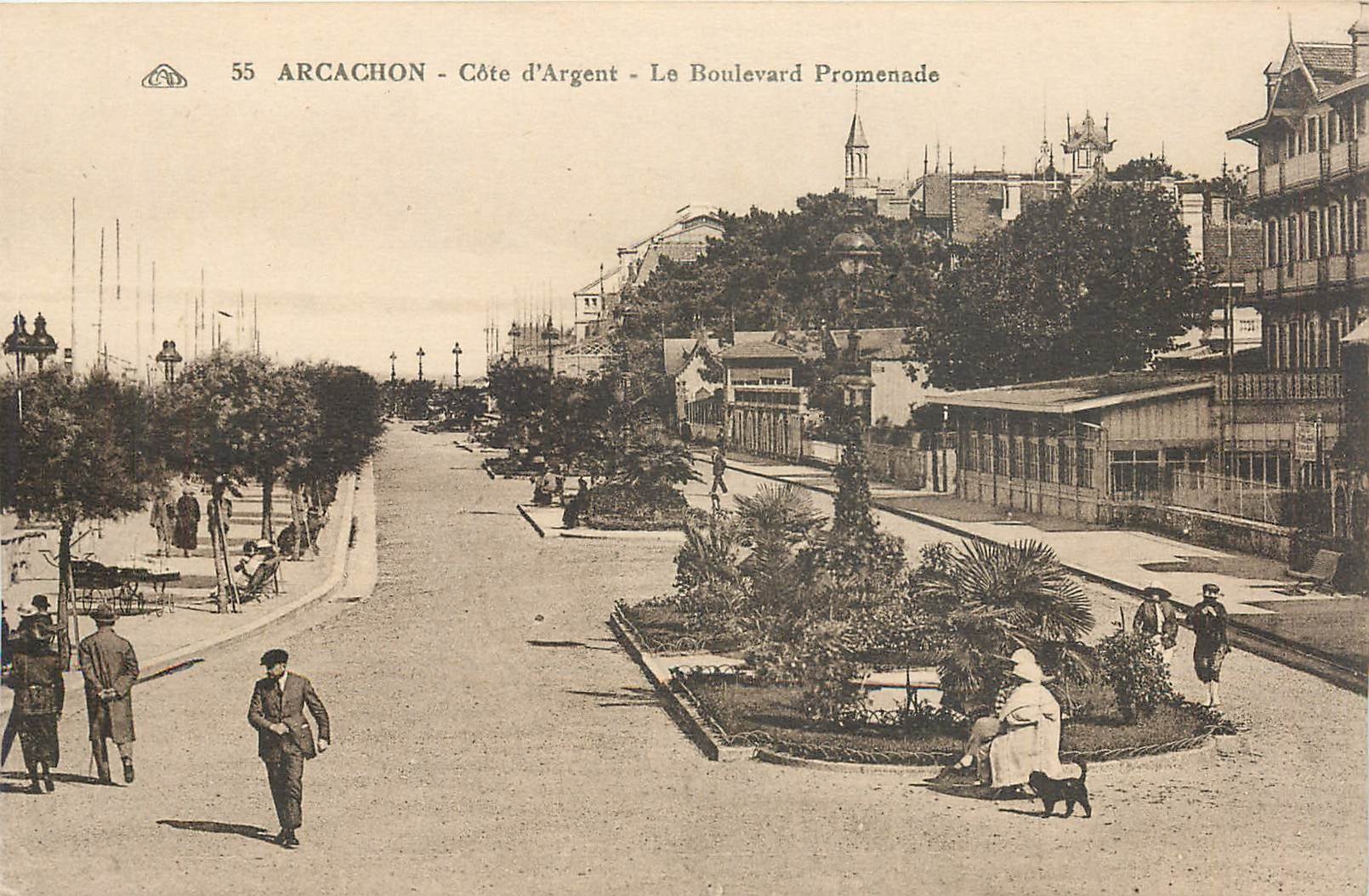 CPA Arcachon Cote d'Argent Le Boulevard Promenade 