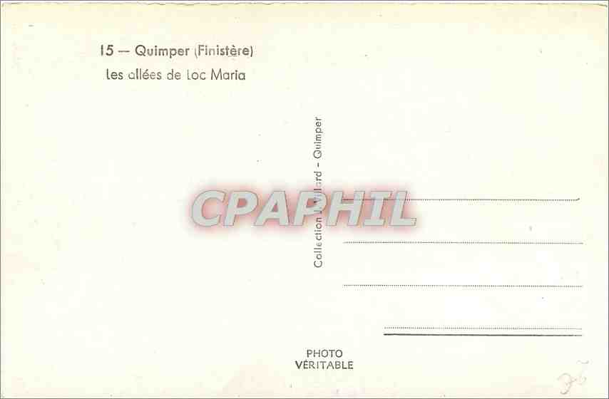 CPA Quimper Finistere Les allees de Loc Maria  — Rückseite