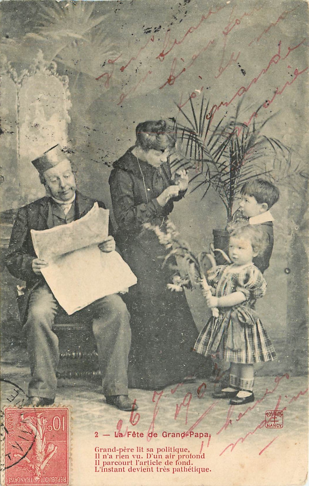 CPA La Fee de Grand Papa Enfants