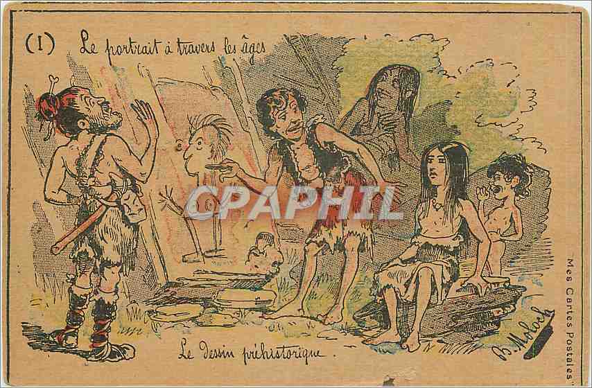 CPA Le portrait a travers les ages Le dessin prehistorique