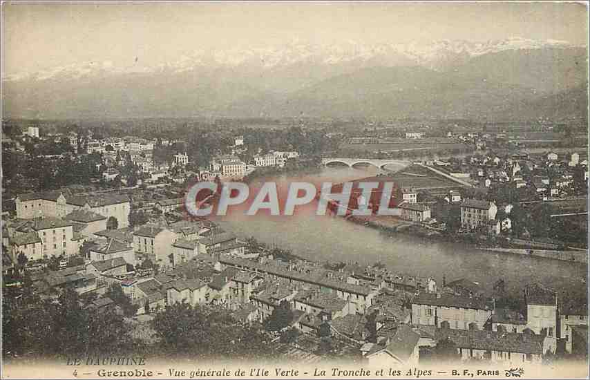 CPA Grenoble Vue generale de l'lle Verte La Tronche et les Alpes 