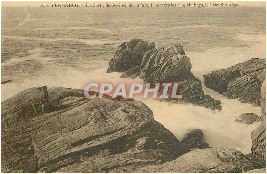 CPA Penmarch La Roche de St Guenole ou furent enlevees les cinq victimes 