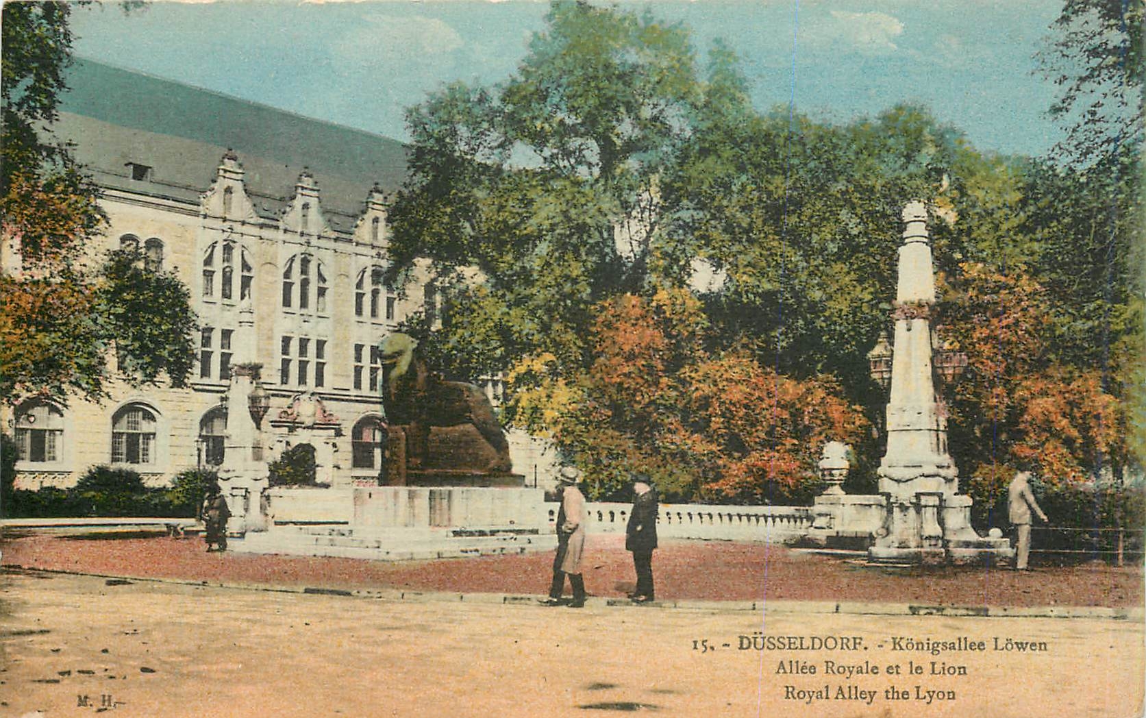CPA Dusseldorf Konigsallee Lowen Allee Royale et le Lion 