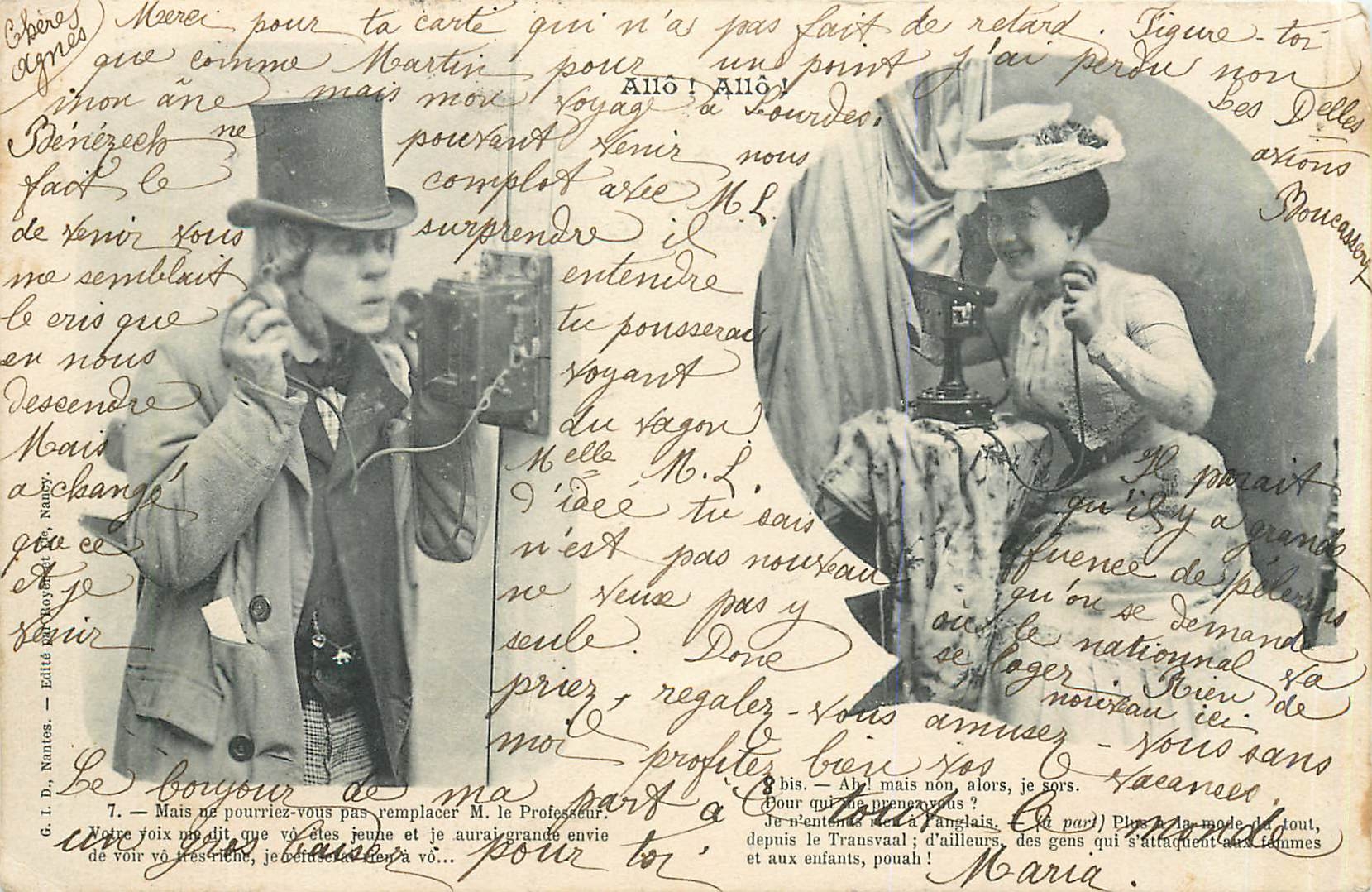 CPA Allo Allo Telephoene Femme