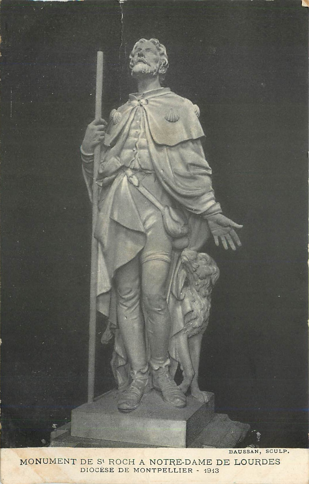 Monument de Saint Roch à Notre-Dame de Lourdes — Diocèse de Montpellier — Baussan, sculpteur - 1913