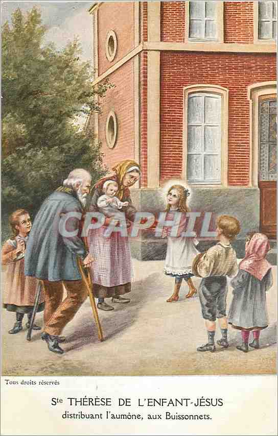 CPA Ste Therese de l'Enfant Jeaus distribuant l'aumone aux Buissonnets 