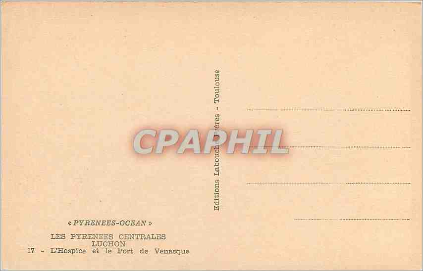 CPA Luchon L'Hospice et le Port de Venasque  — Verso