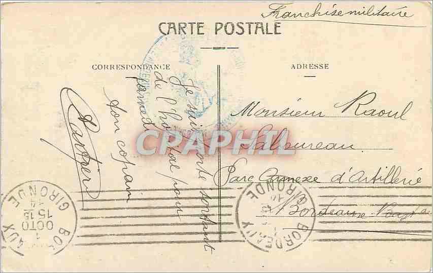 CPA Bordeaux Square Gambetta  — Verso