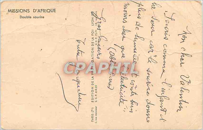 Sourire africain — Missionnaire et enfant — Édition des Missions d'Afrique — Back