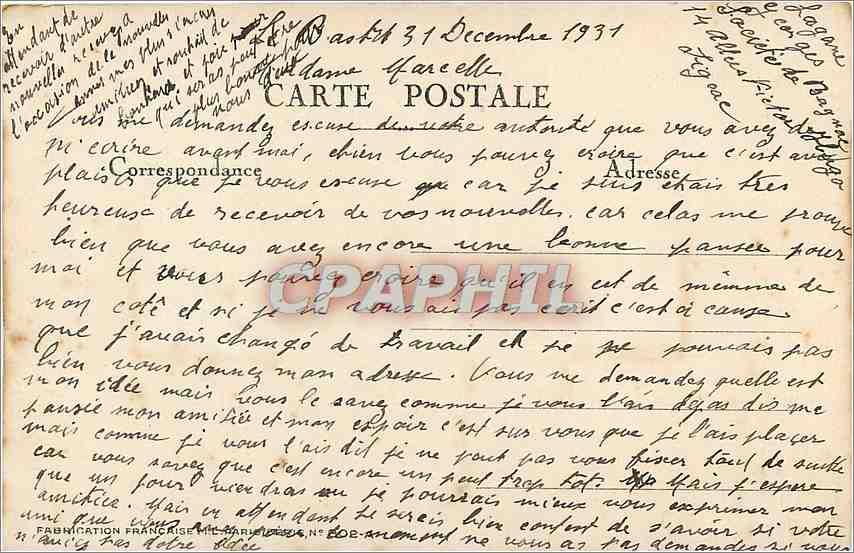 CPA Bonne Annee Fleurs — Verso