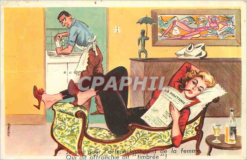 CPA Je suis pour l'affranchissement de la femme 