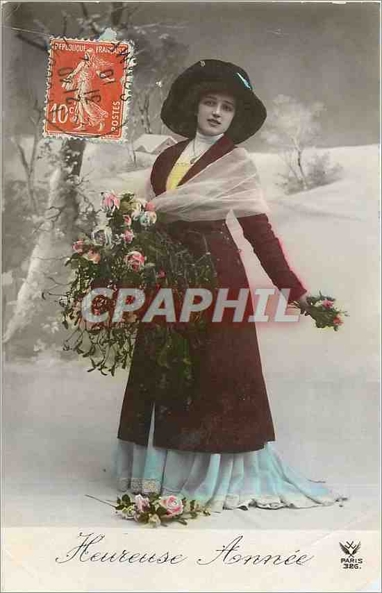 CPA Heureuse Annee Femme