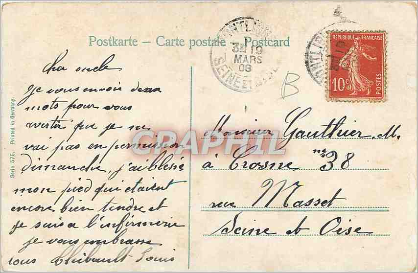 CPA Un recalcitrant Homme Militaria — Verso