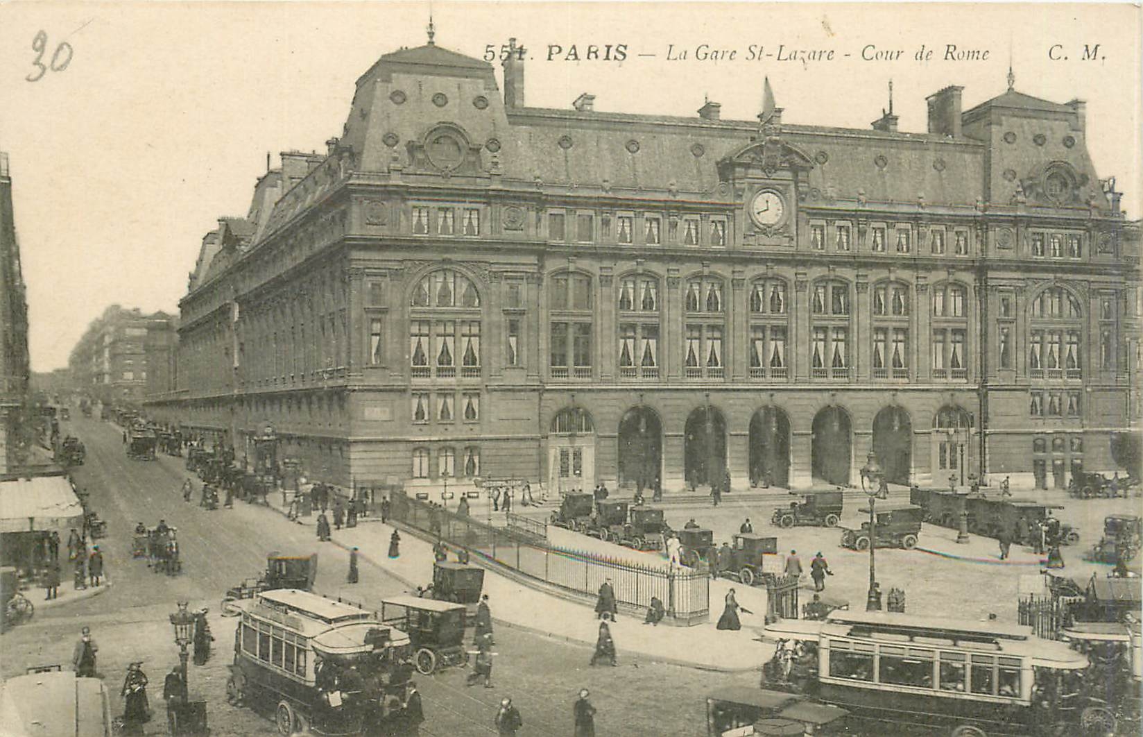 CPA Paris La Gare St Lazare Cour de Rome 