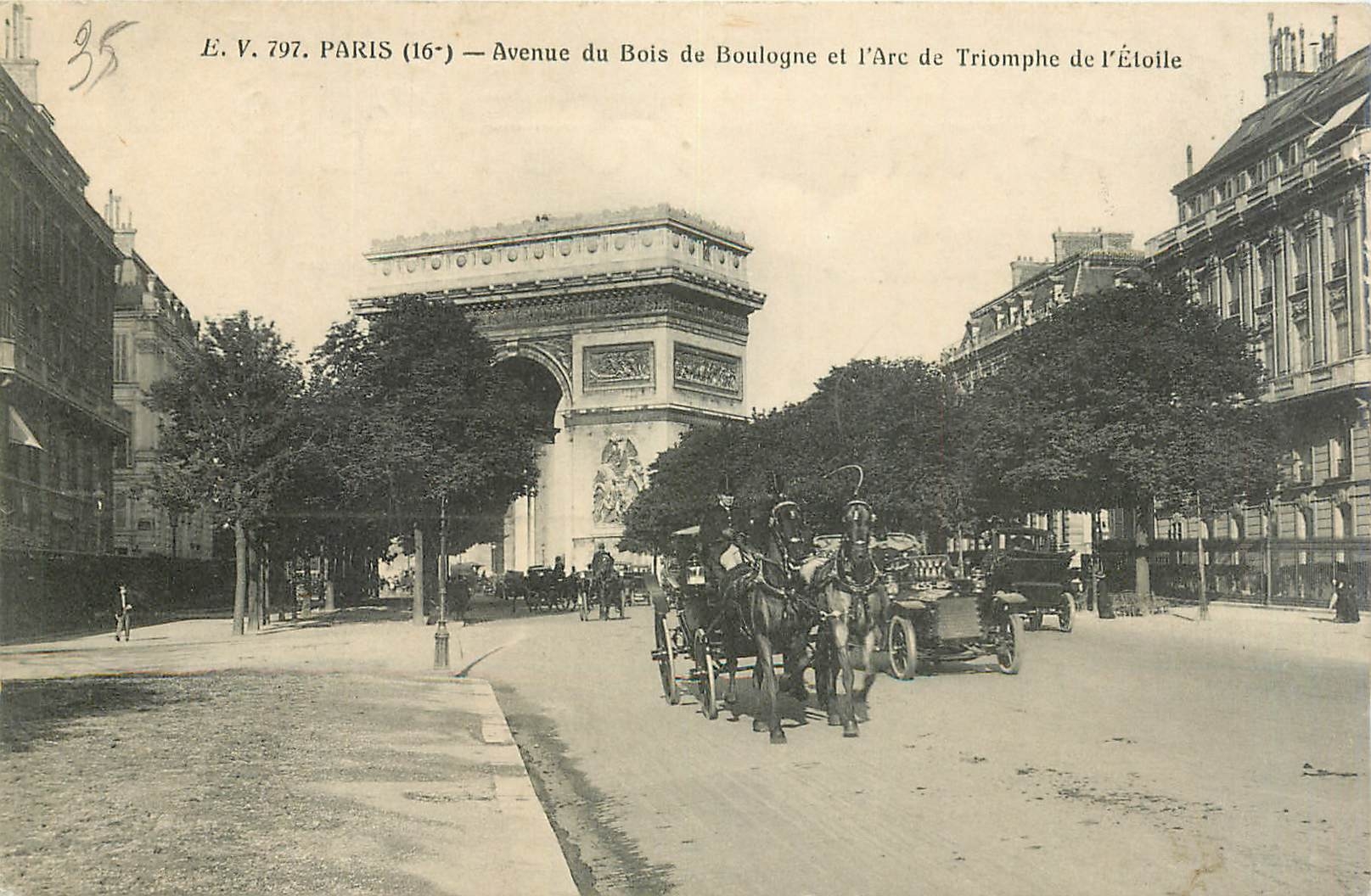 CPA Paris Avenue du Bois de Boulogne et l'Arc de Triomphe de l'Etoile 