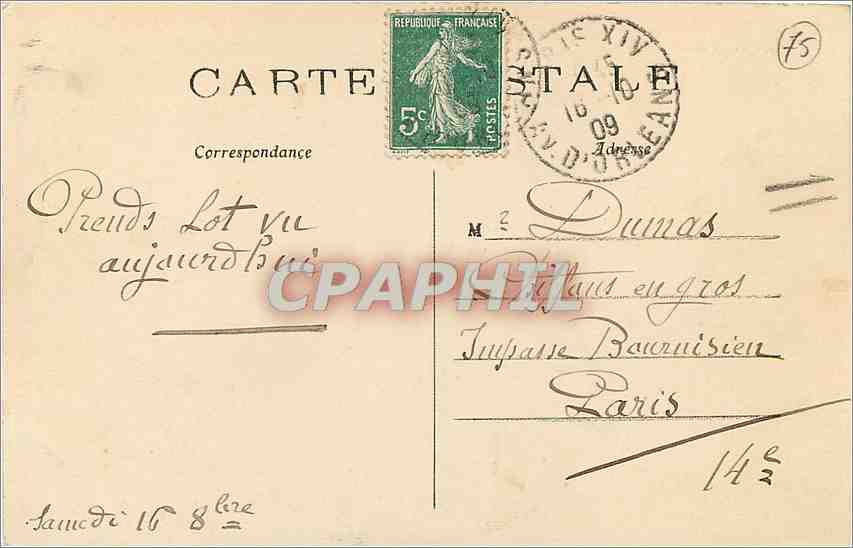 CPA Paris Eglise Notre Dame  — Verso