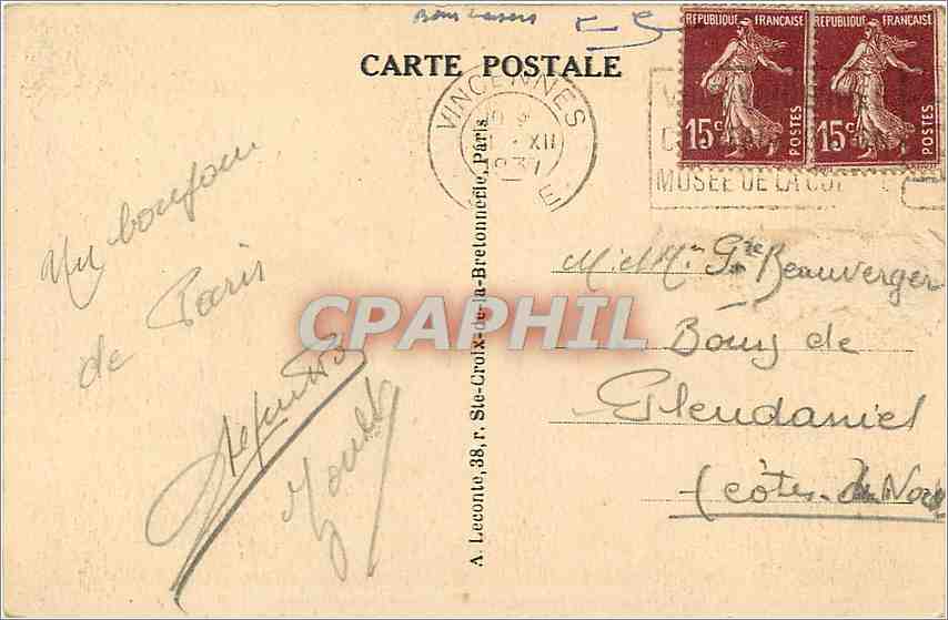 CPA Paris Notre Dame  — Verso
