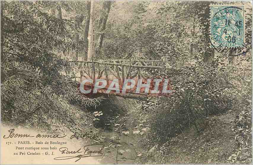 CPA Paris Bois de Boulogne Pont rustique sous bois au Pre Catelan 