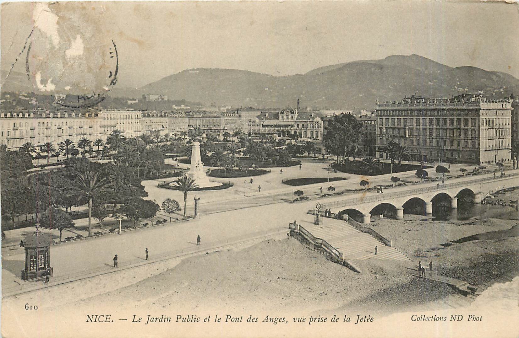 CPA Nice Le Jardin Public et le Pont des Anges vue prise de la Jetee 