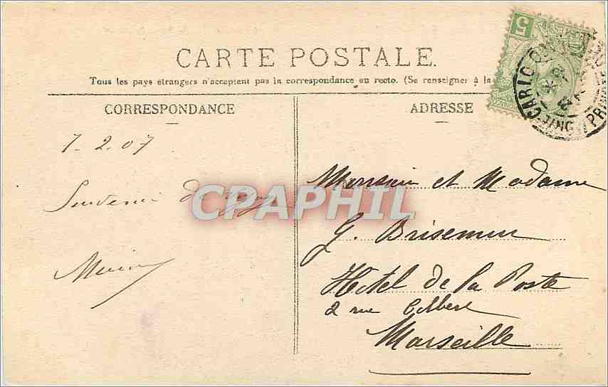 CPA Nice Grand Hotel du Parc Imperial  — Rückseite