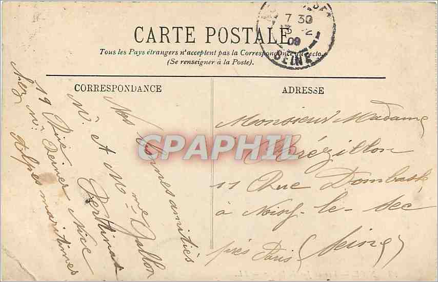 CPA Nice Vue au Jardin Public  — Rückseite