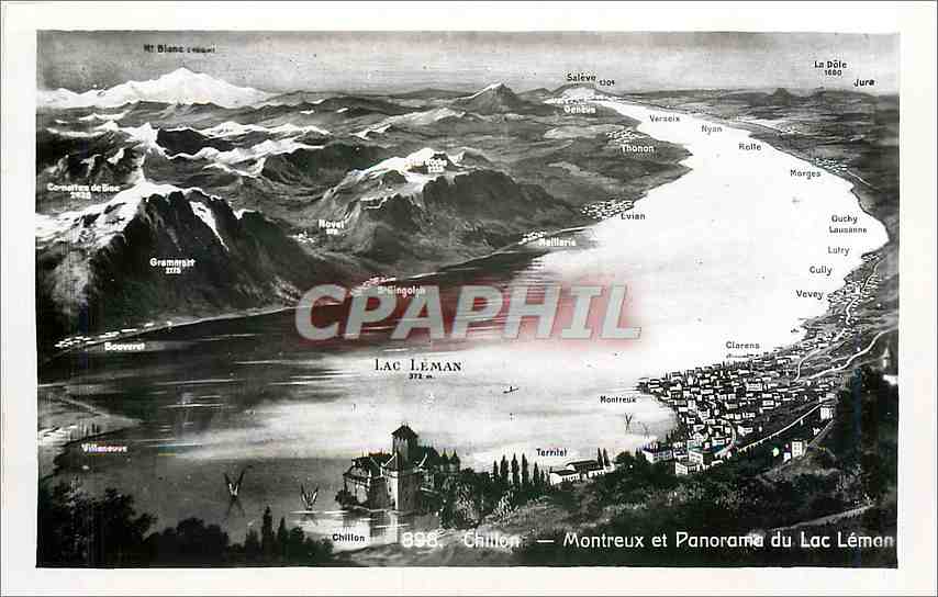 CPA Chillon Montreux et Panorama du Lac Leman 