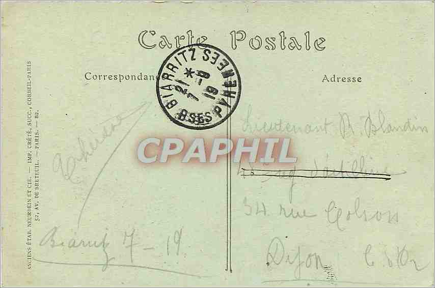 CPA Biarritz Le Rocher de la Vierge  — Verso