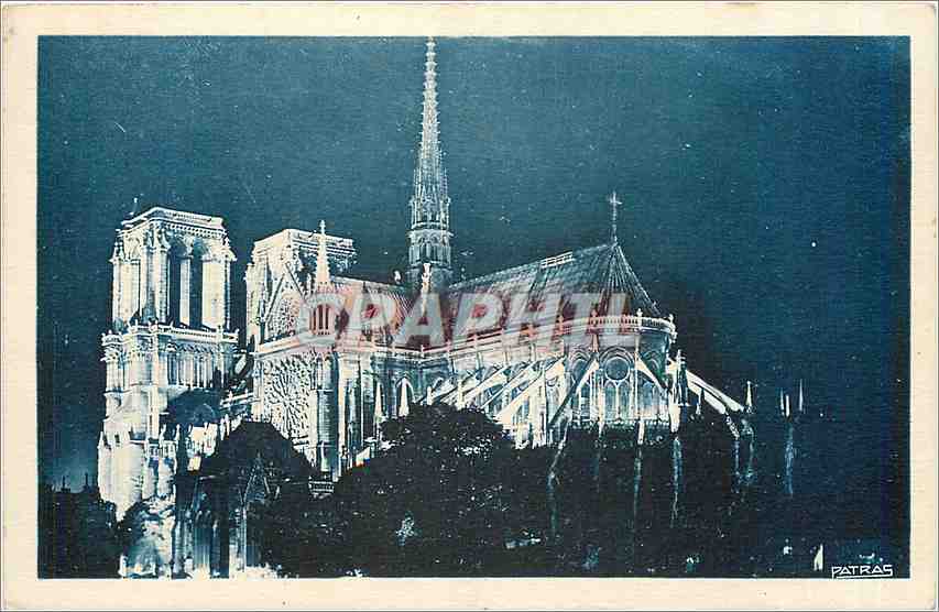 CPA Paris by Night Illuminations de Notre Dame 