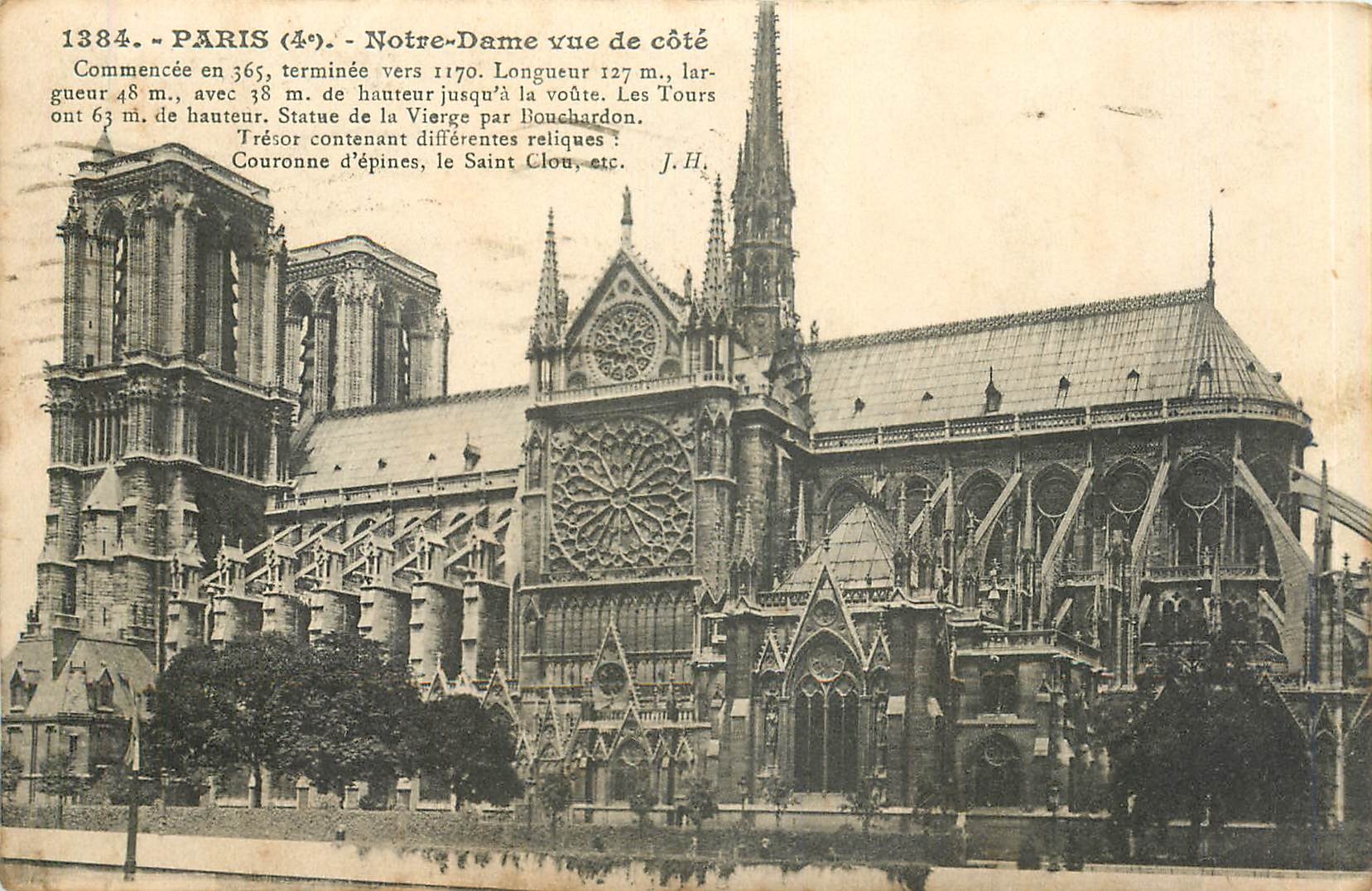 CPA Paris Notre Dame vue de cote 