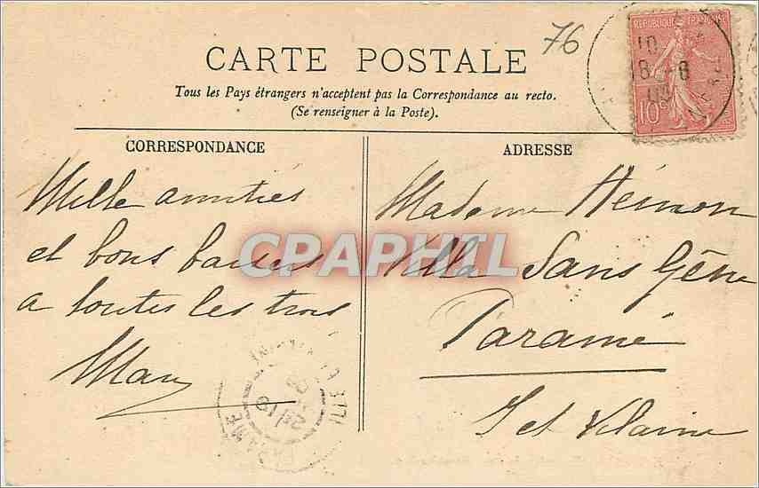 CPA Rouen Ensemble du Pont Transbordeur Bateau — Verso