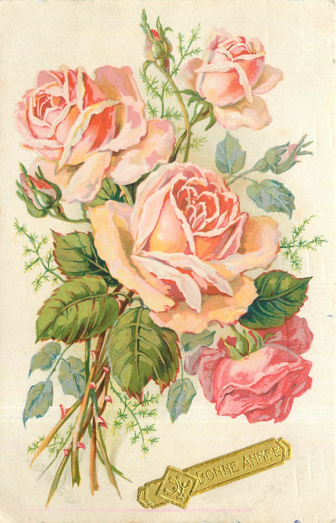 CPA Bonne Annee Fleurs