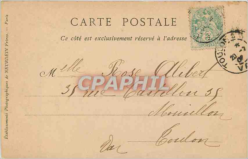 CPA Vichy - Palais des Sources les Sources Chomel et Lucas — Rückseite