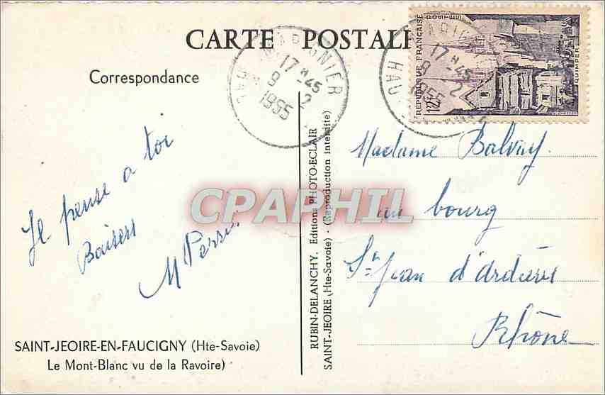 Le Mont-Blanc vu de la Ravoire — Saint-Jeoire-en-Faucigny (Hte-Savoie) — Rubín-Delanchy — Verso